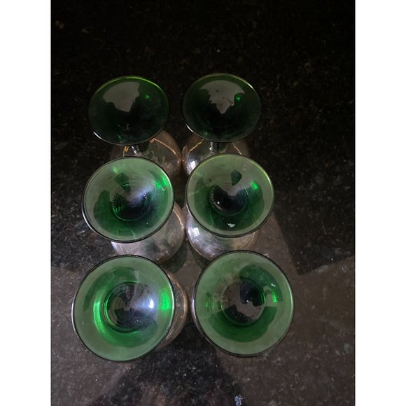 Wine Glasses, 4 3/8" Etched Gold Grapes with Green Beehive Stem, French, Qty. 6 - Picture 7 of 8